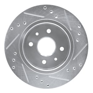 Kia Sephia Brake Rotor (1) - Front Left - R1 Concepts - Drilled & Slotted - Silver - `01-`03